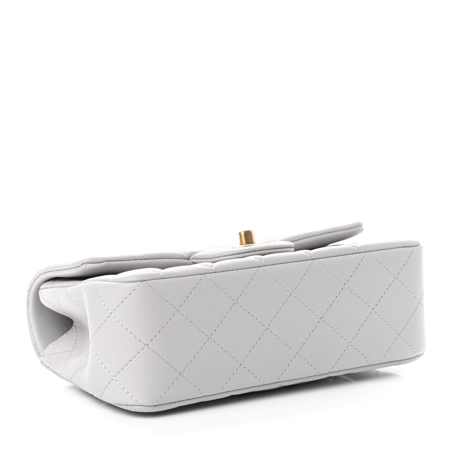 Lambskin Quilted Mini Top Handle Rectangular Flap Grey