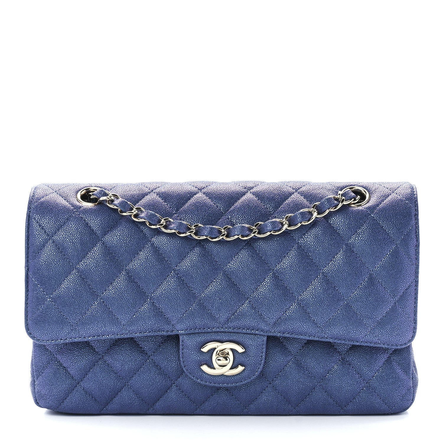 Chanel Iridescent Caviar Quilted Medium Double Flap Dark Blue 1 of 11