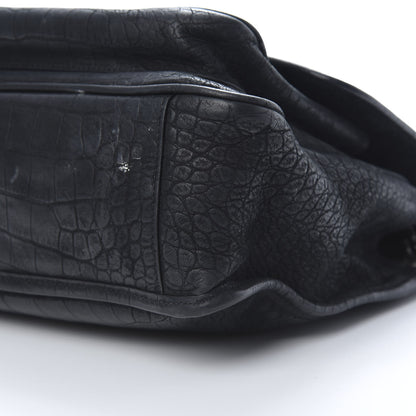 Saint Laurent Nubuck Crocodile Embossed Monogram Medium Niki Chain Satchel Black 10 of 16