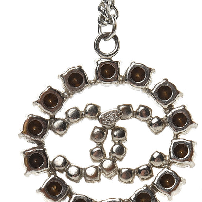 Chanel Crystal CC Medallion Pendant Necklace Silver 5 of 6