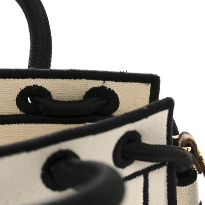 Fendi Fabric Jacquard Mini Roma Shopper Tote Natural Black 14 of 14