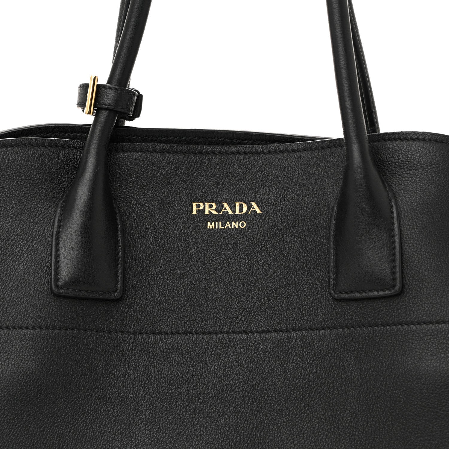 Prada Soft Grain Calfskin Large Tote Bag Black 7 of 12