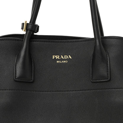 Prada Soft Grain Calfskin Large Tote Bag Black 7 of 12