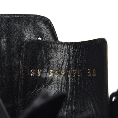 Saint Laurent Calfskin Fake Cocco Jane 105 Peep Toe Ankle Boots 38 Black 8 of 11