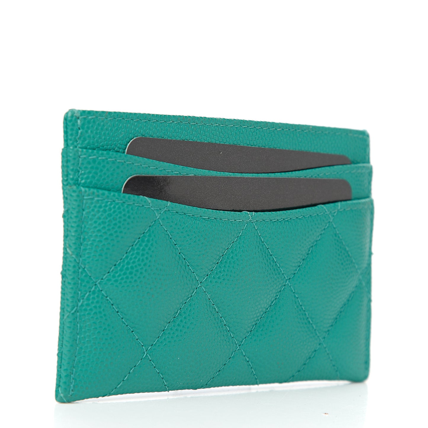 Caviar Quilted Card Holder Turquoise