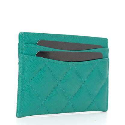 Chanel Caviar Quilted Card Holder Turquoise 2 of 9