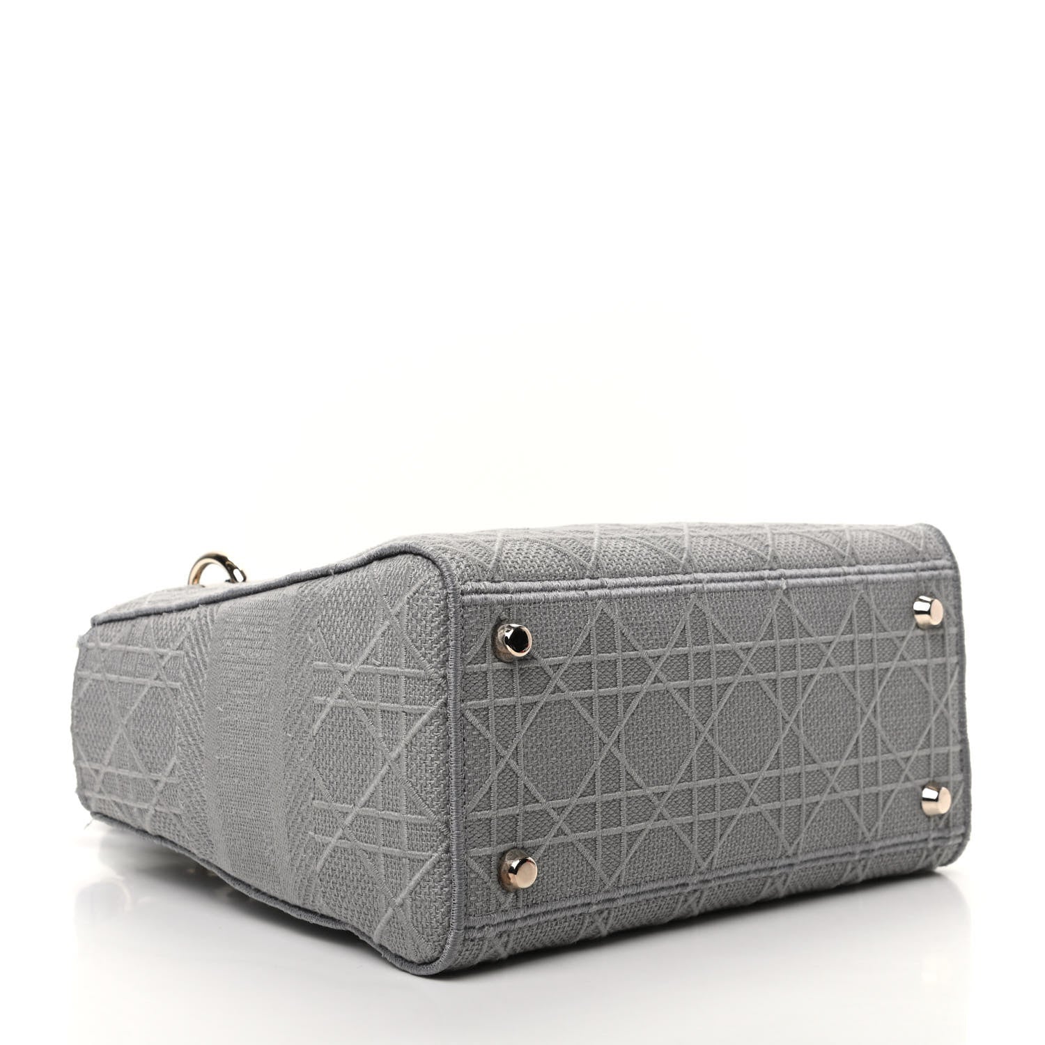 Christian Dior Canvas Embroidered Cannage Medium Lady D-Lite Gray 4 of 9