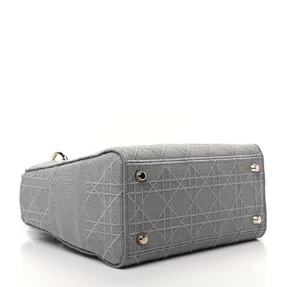 Christian Dior Canvas Embroidered Cannage Medium Lady D-Lite Gray 4 of 9