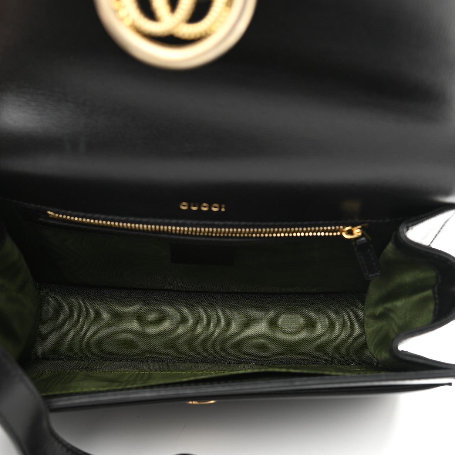 Gucci Textured Calfskin Small Torchon GG Ring Shoulder Bag Black 5 of 13
