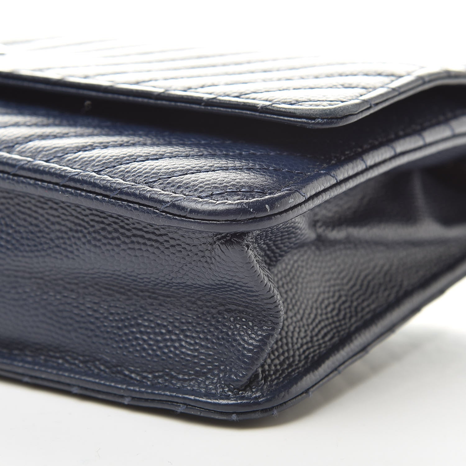 Chanel Caviar Chevron Quilted Wallet On Chain WOC Navy 11 of 17