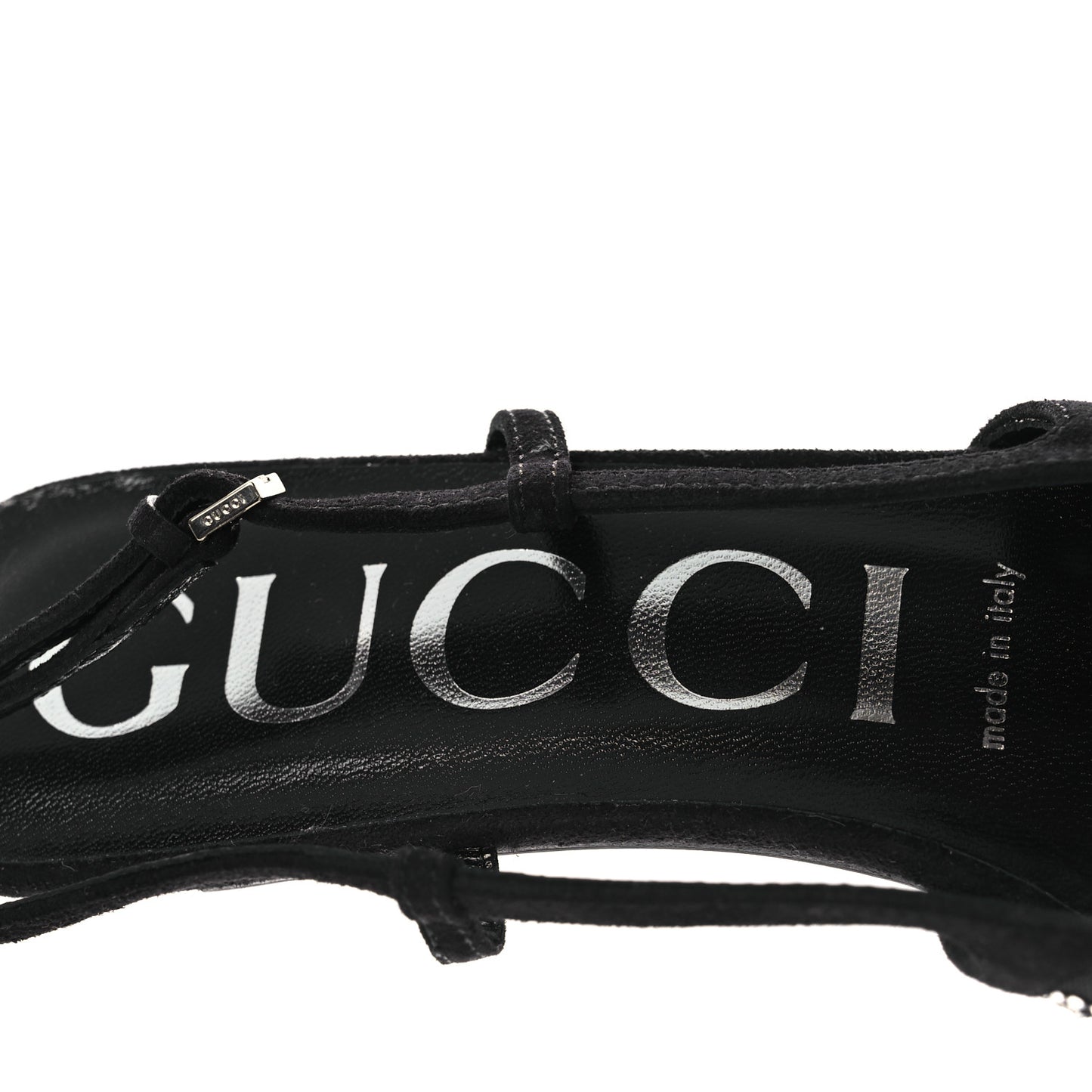 Tela Retino Kid Scamosciato Crystal GG Monogram Square G 35mm Slingback Pumps 38 Black