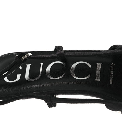 Gucci Tela Retino Kid Scamosciato Crystal GG Monogram Square G 35mm Slingback Pumps 38 Black 9 of 10