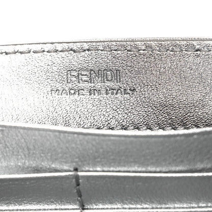 Fendi Metallic Calfskin Continental Wallet On Chain Argento 6 of 14