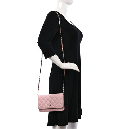 Chanel Caviar Quilted Wallet on Chain WOC Light Pink 2 of 10