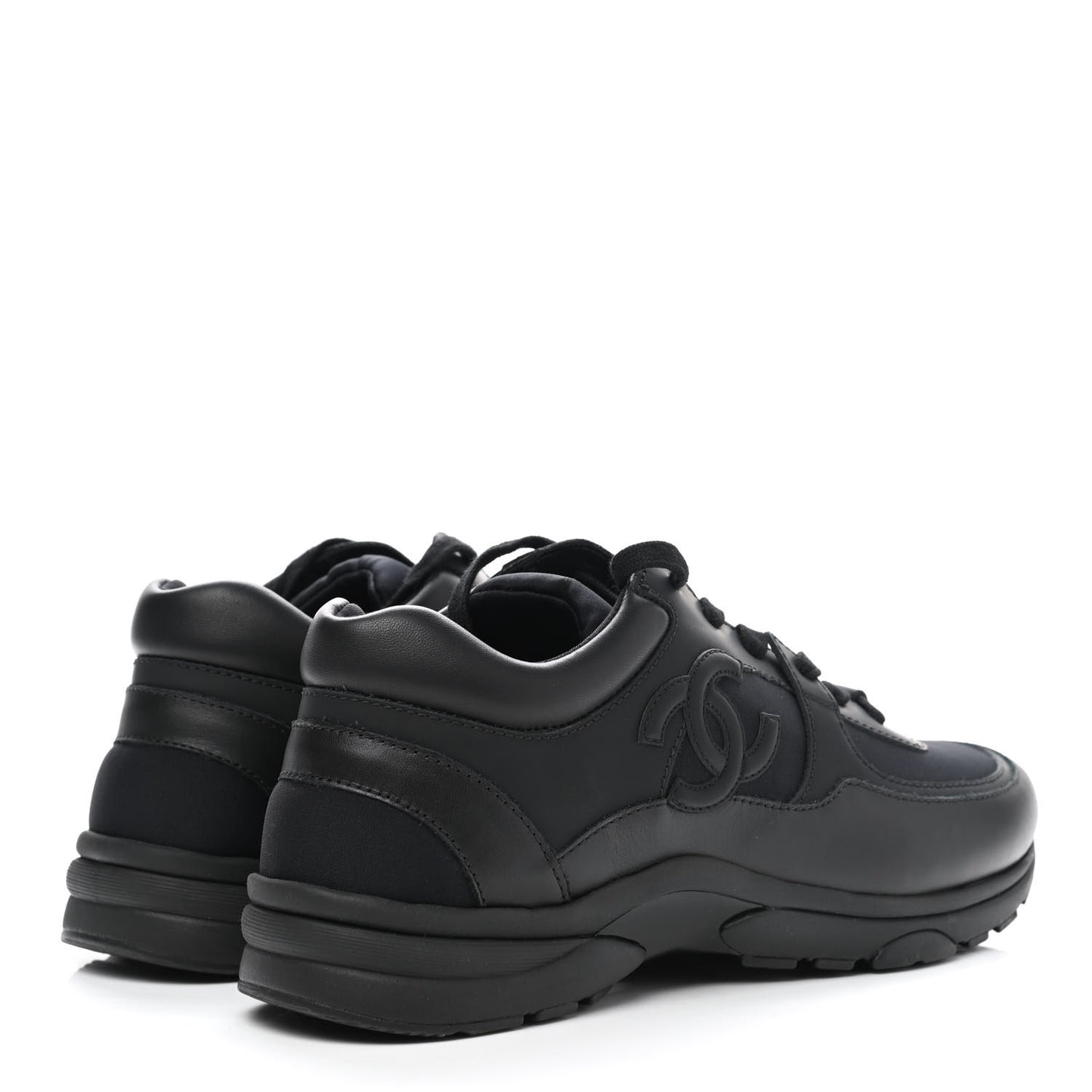 Calfskin Lambskin CC Sneakers 39 Black