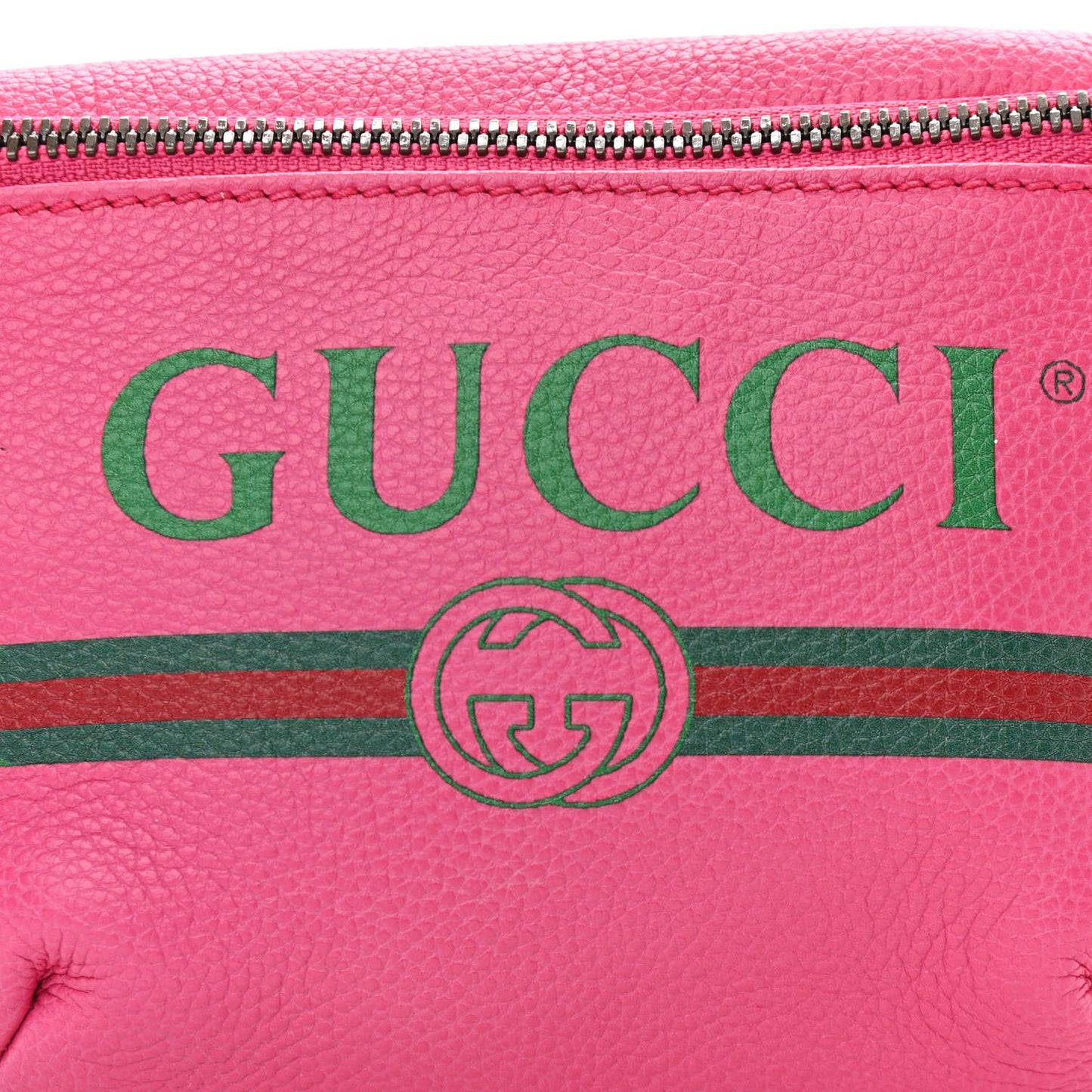 Grained Calfskin Small Logo Belt Bag Box Pink Green