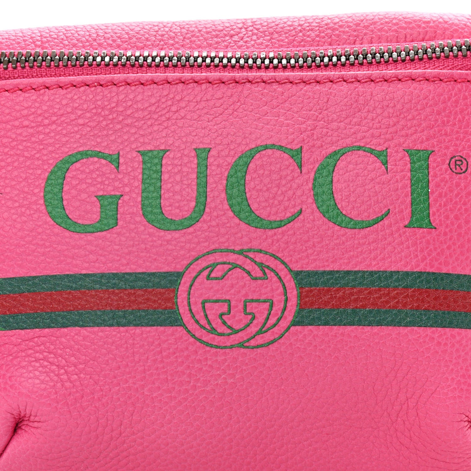 Gucci Grained Calfskin Small Logo Belt Bag Box Pink Green 8 of 10