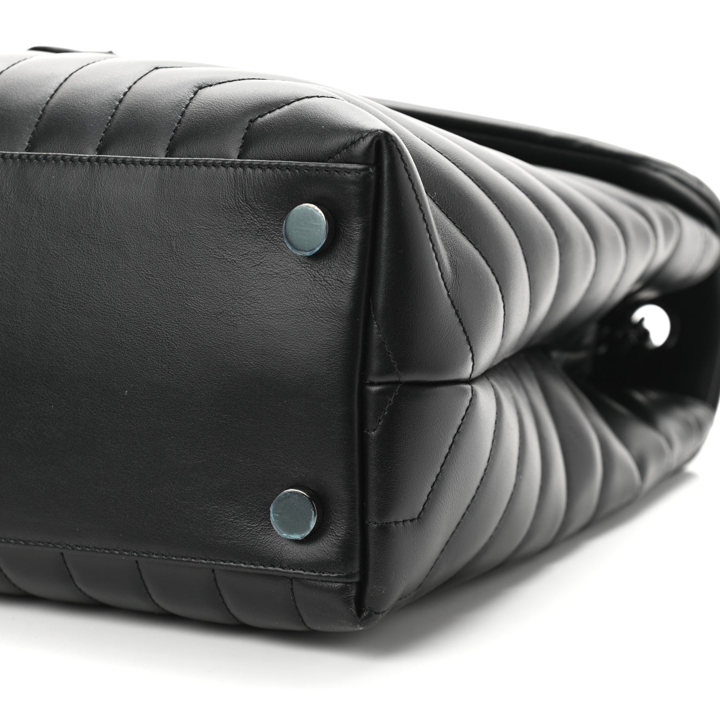 Calfskin Y Quilted Monogram Large Loulou Chain Satchel Black