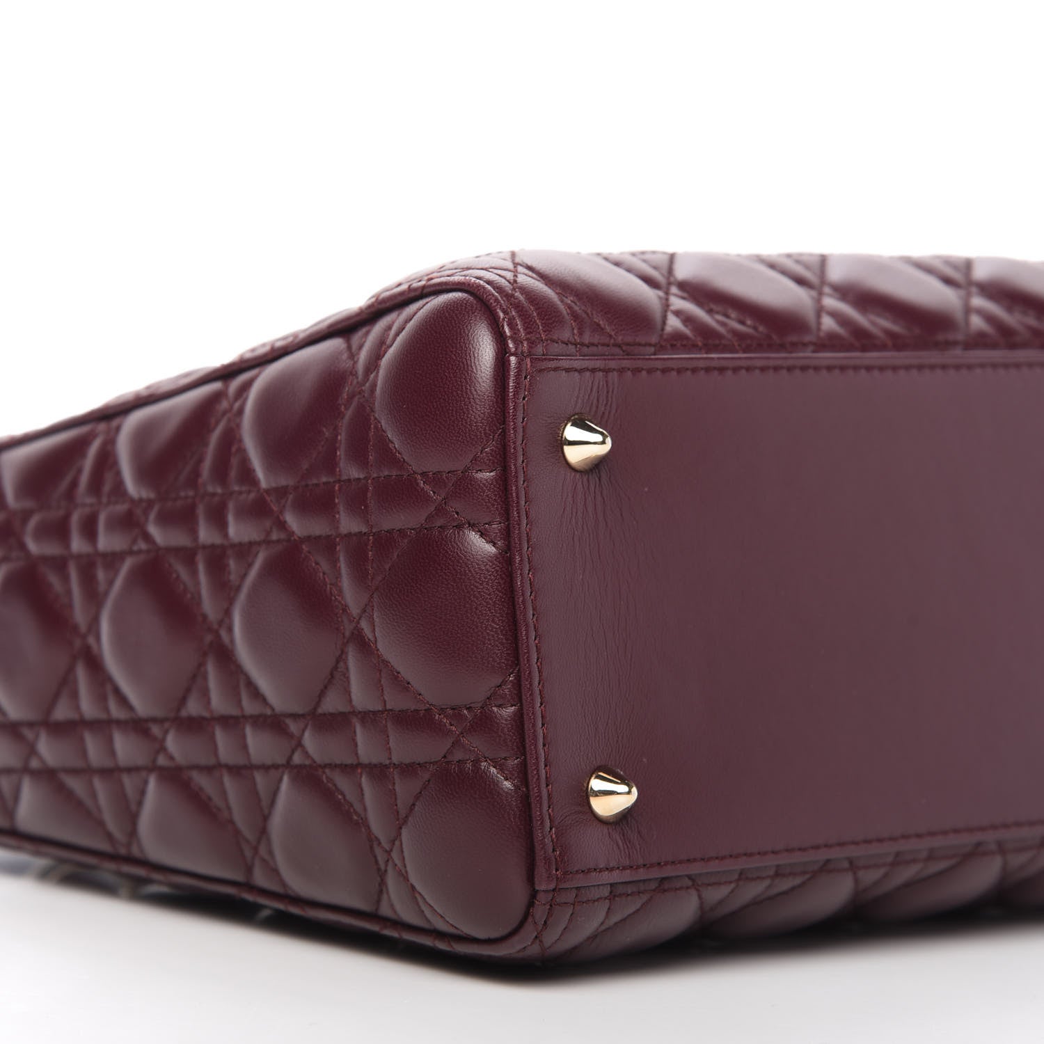 Christian Dior Lambskin Cannage Medium Lady Dior Burgundy 6 of 10