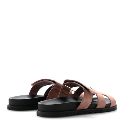 Hermes Suede Goatskin Womens Chypre Sandals 40 Rose Antique 5 of 10
