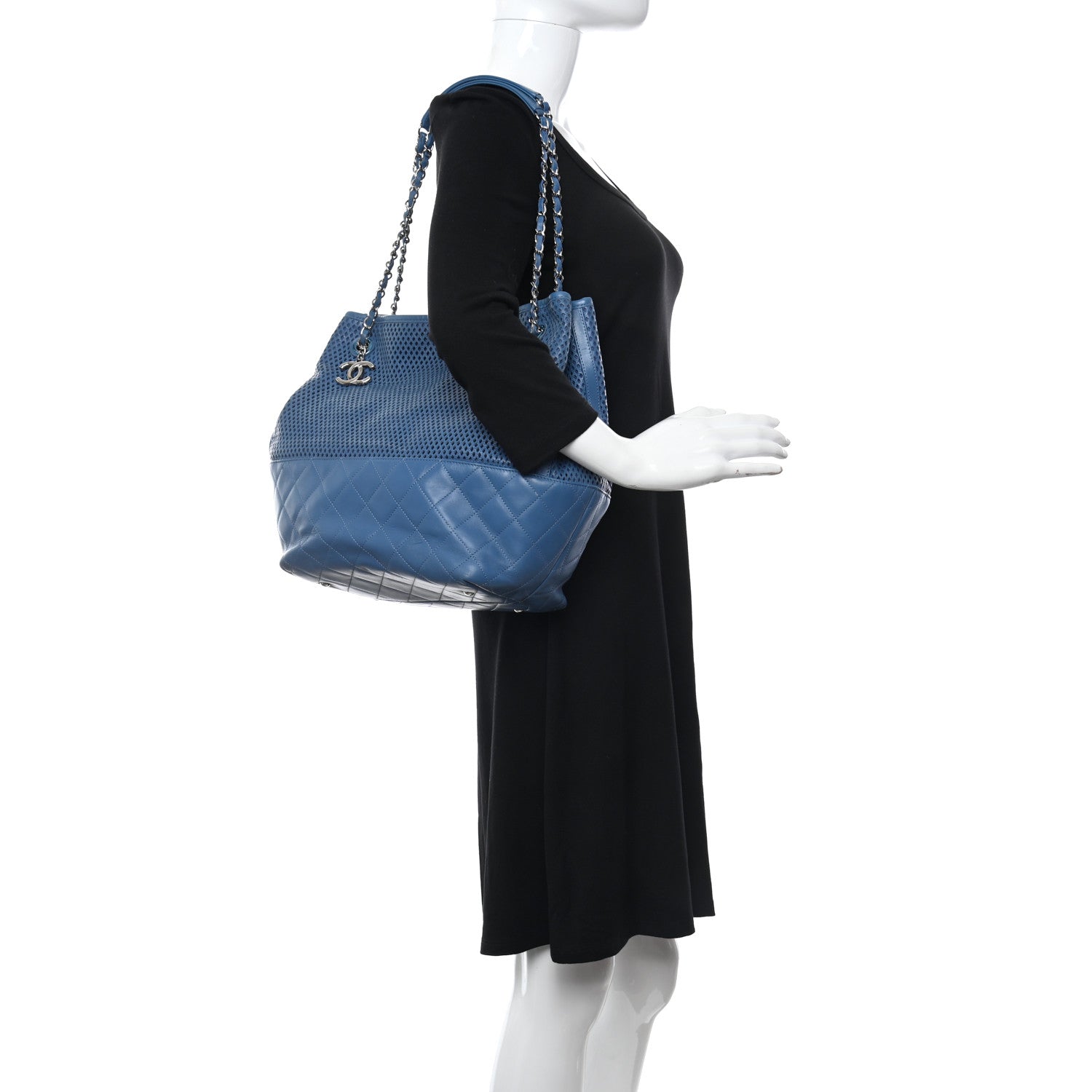 Chanel Calfskin Perforated Up In The Air North South Tote Blue 2 of 11