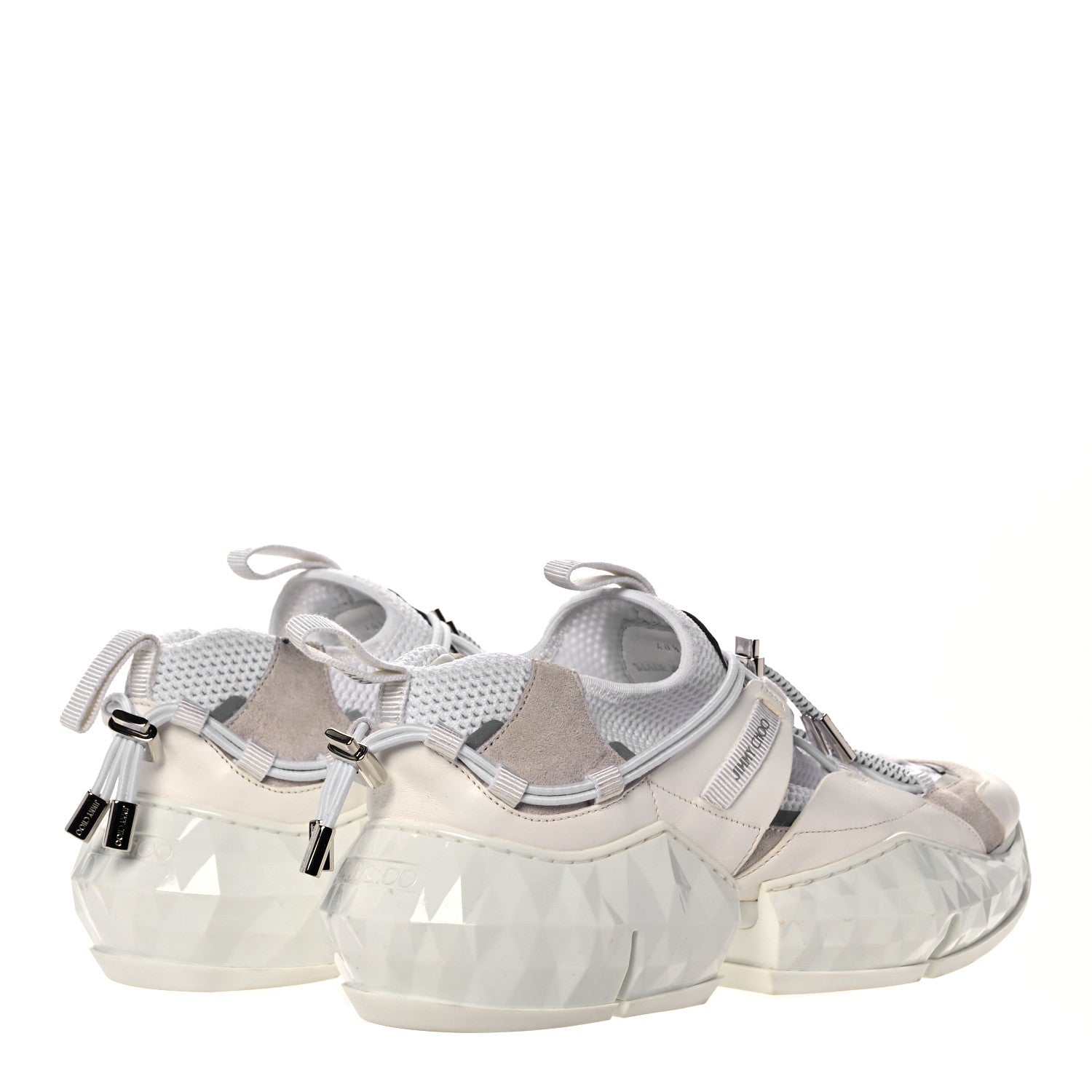 Jimmy Choo Calfskin Mesh Diamond F Low Top Sneaker 40.5 White Beige 4 of 9