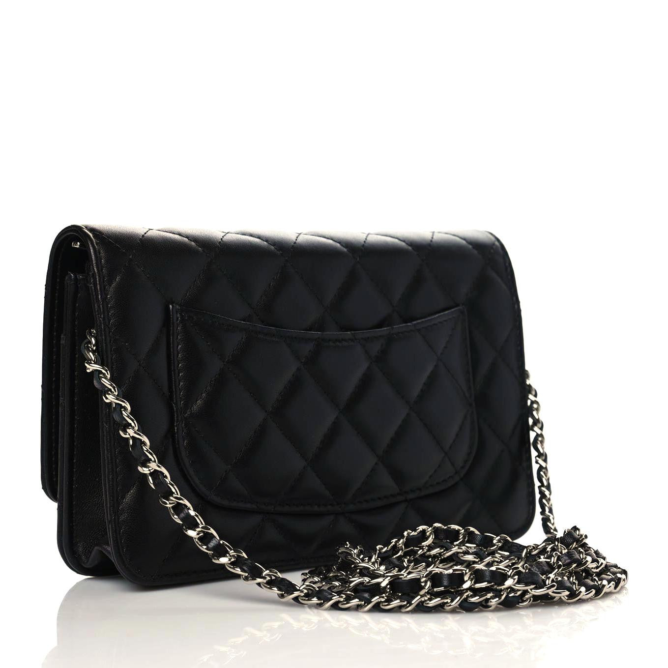 Chanel Lambskin Quilted Wallet On Chain WOC Black 3 of 12