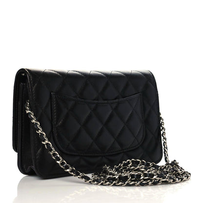 Chanel Lambskin Quilted Wallet On Chain WOC Black 3 of 12