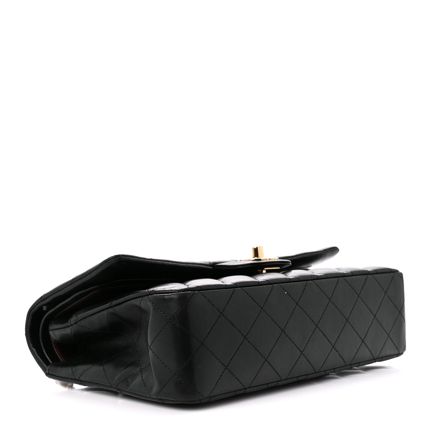 Lambskin Quilted Medium Double Flap Black