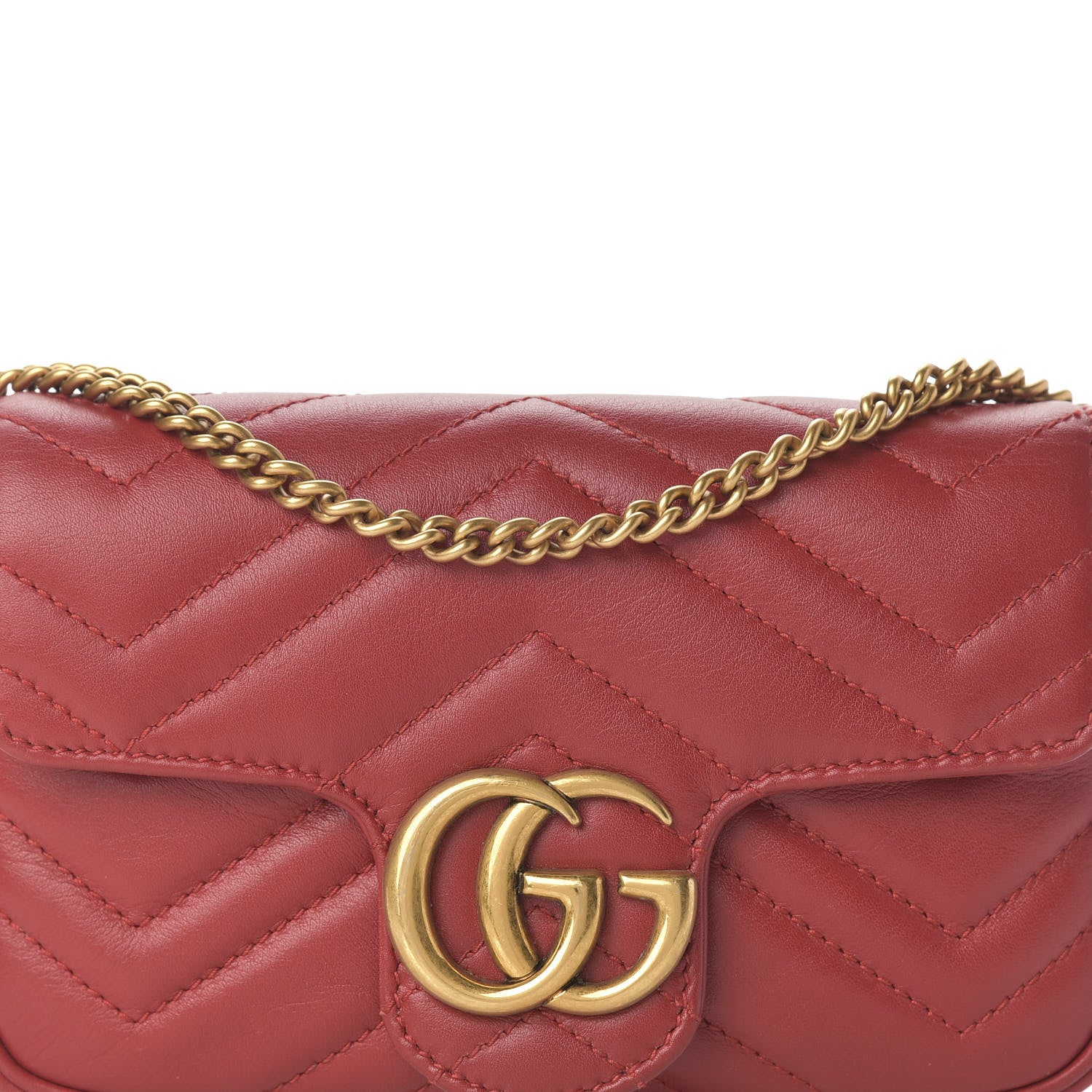Gucci Calfskin Matelasse Super Mini GG Marmont Shoulder Bag Hibiscus Red 13 of 13