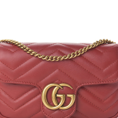 Gucci Calfskin Matelasse Super Mini GG Marmont Shoulder Bag Hibiscus Red 13 of 13
