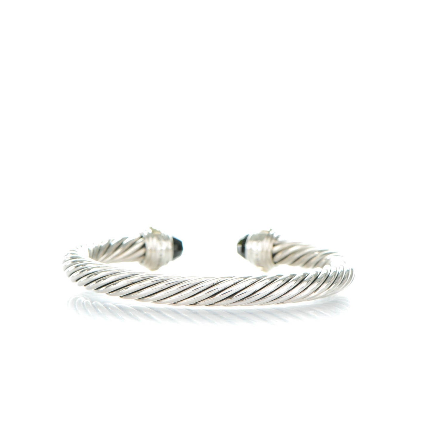 Sterling Silver 14K Yellow Gold Black Onyx 7mm Cable Classics Bracelet