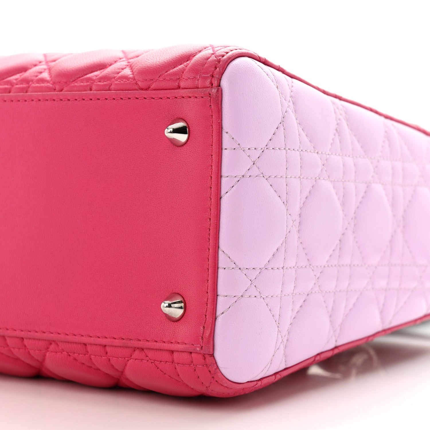 Christian Dior Lambskin Cannage Medium Tri-Color Lady Dior Fuchsia Anemone Black 10 of 10