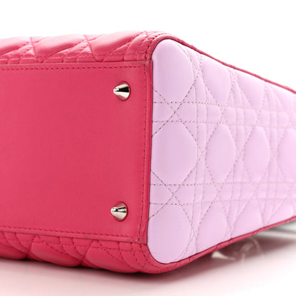 Christian Dior Lambskin Cannage Medium Tri-Color Lady Dior Fuchsia Anemone Black 10 of 10