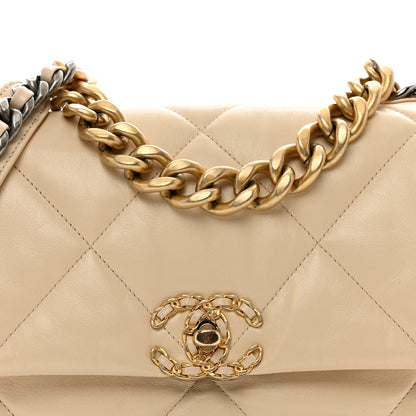Chanel Goatskin Quilted Large Chanel 19 Flap Beige 5 of 10