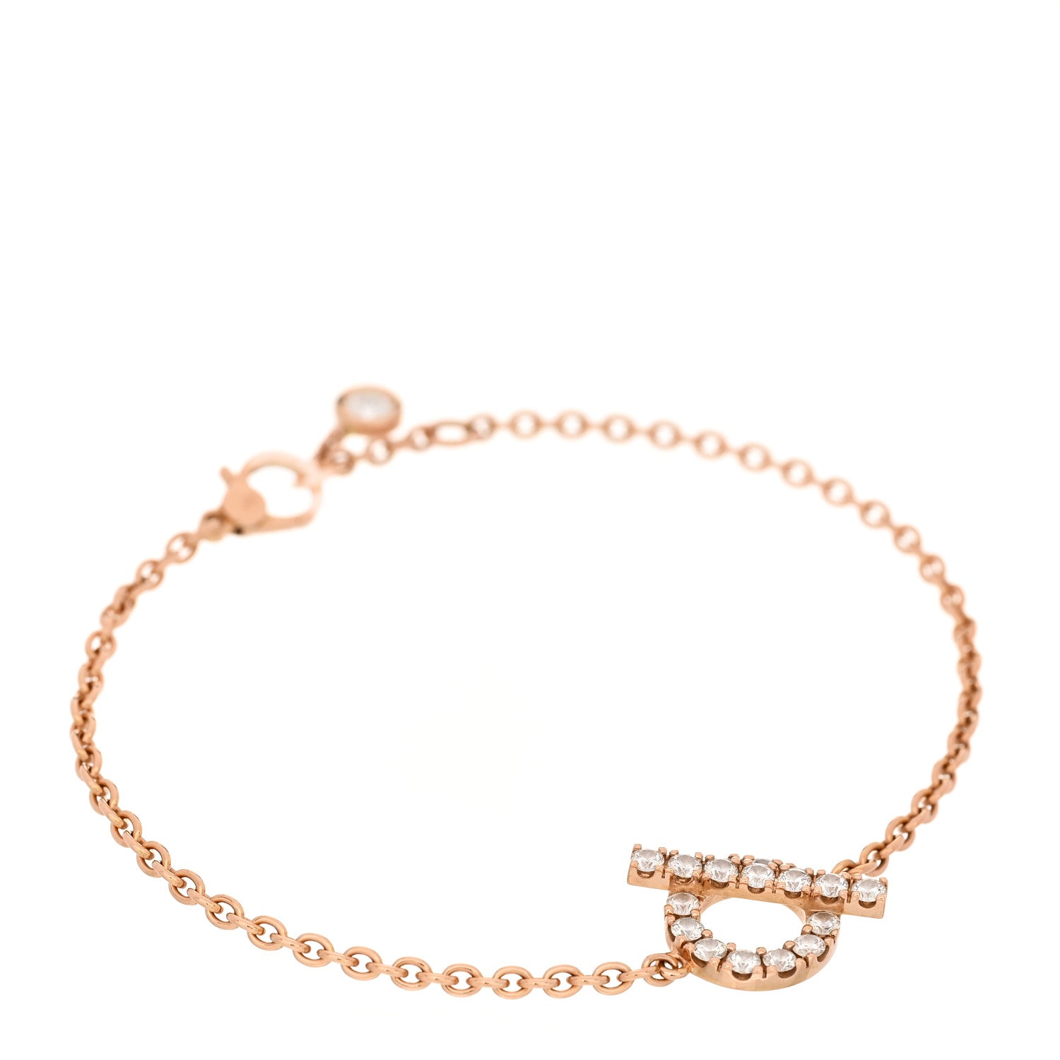Hermes 18K Rose Gold Diamond Finesse Bracelet SH 1 of 4