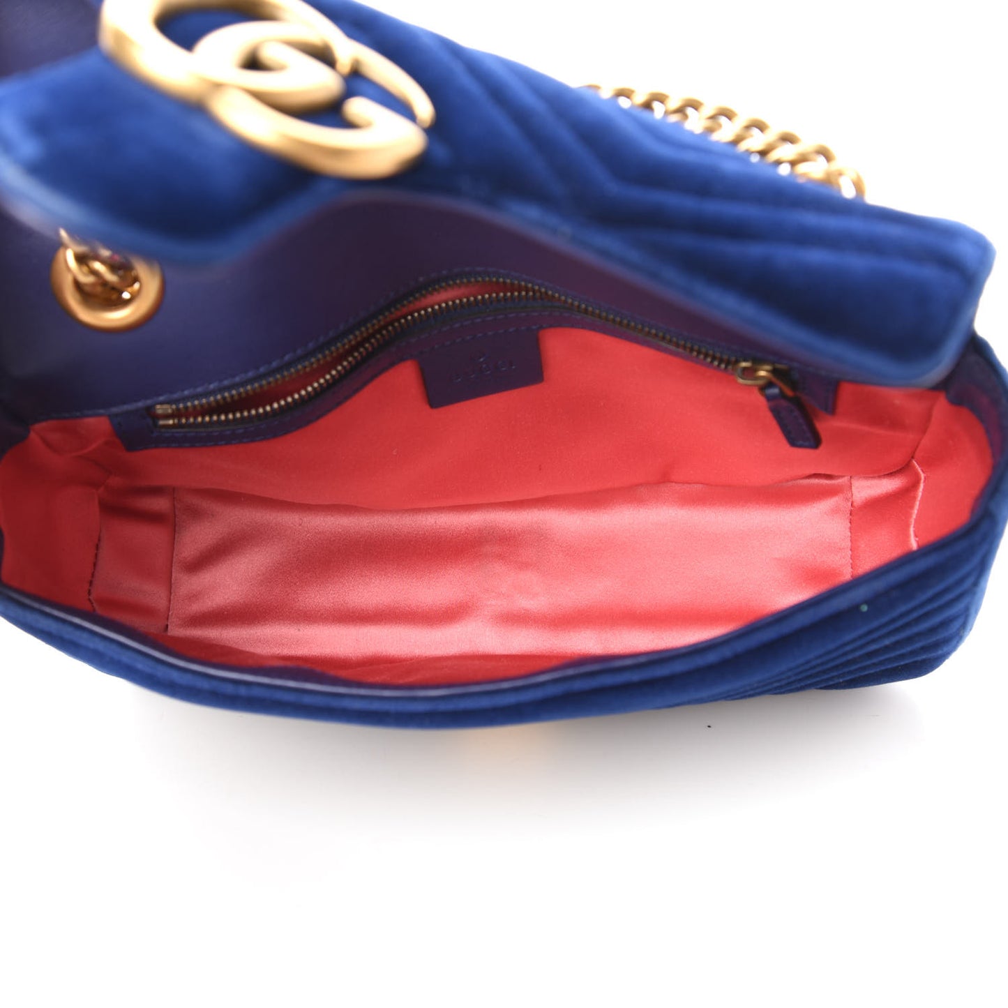 Velvet Matelasse Small GG Marmont Shoulder Bag Cobalt Blue
