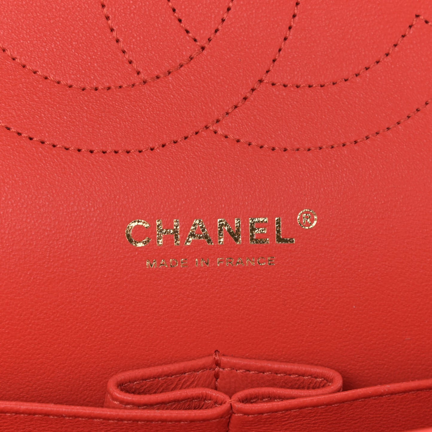 Lambskin Chevron Quilted Jumbo Double Flap Red