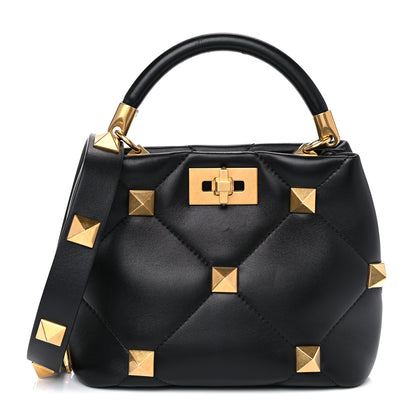 Valentino Garavani Nappa Small Roman Stud The Handle Bag Black 1 of 13