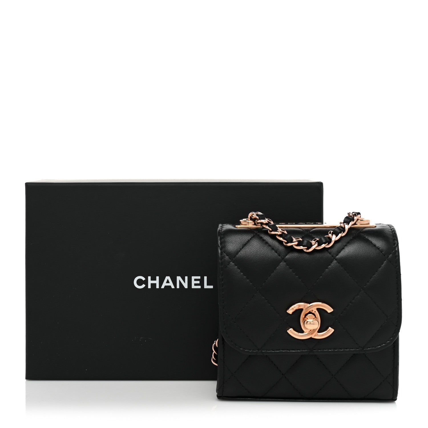 Chanel Lambskin Quilted Mini Trendy CC Clutch With Chain Black 9 of 9