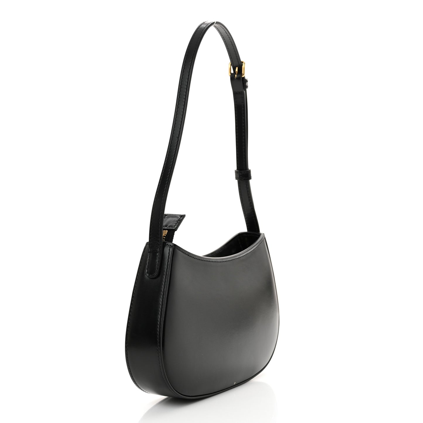 Shiny Calfskin Medium Tilly Triomphe Shoulder Bag Black