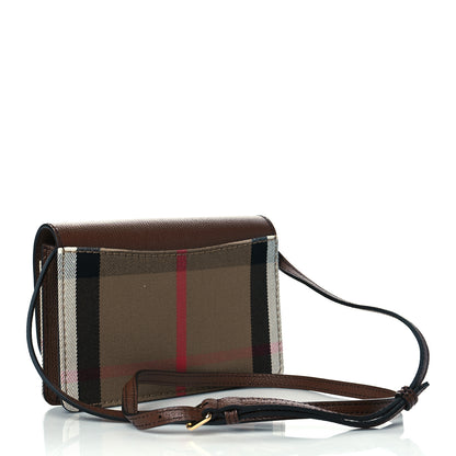Burberry Grained Calfskin House Check Tartan Mix Hampshire Wallet On Chain Tan 3 of 10
