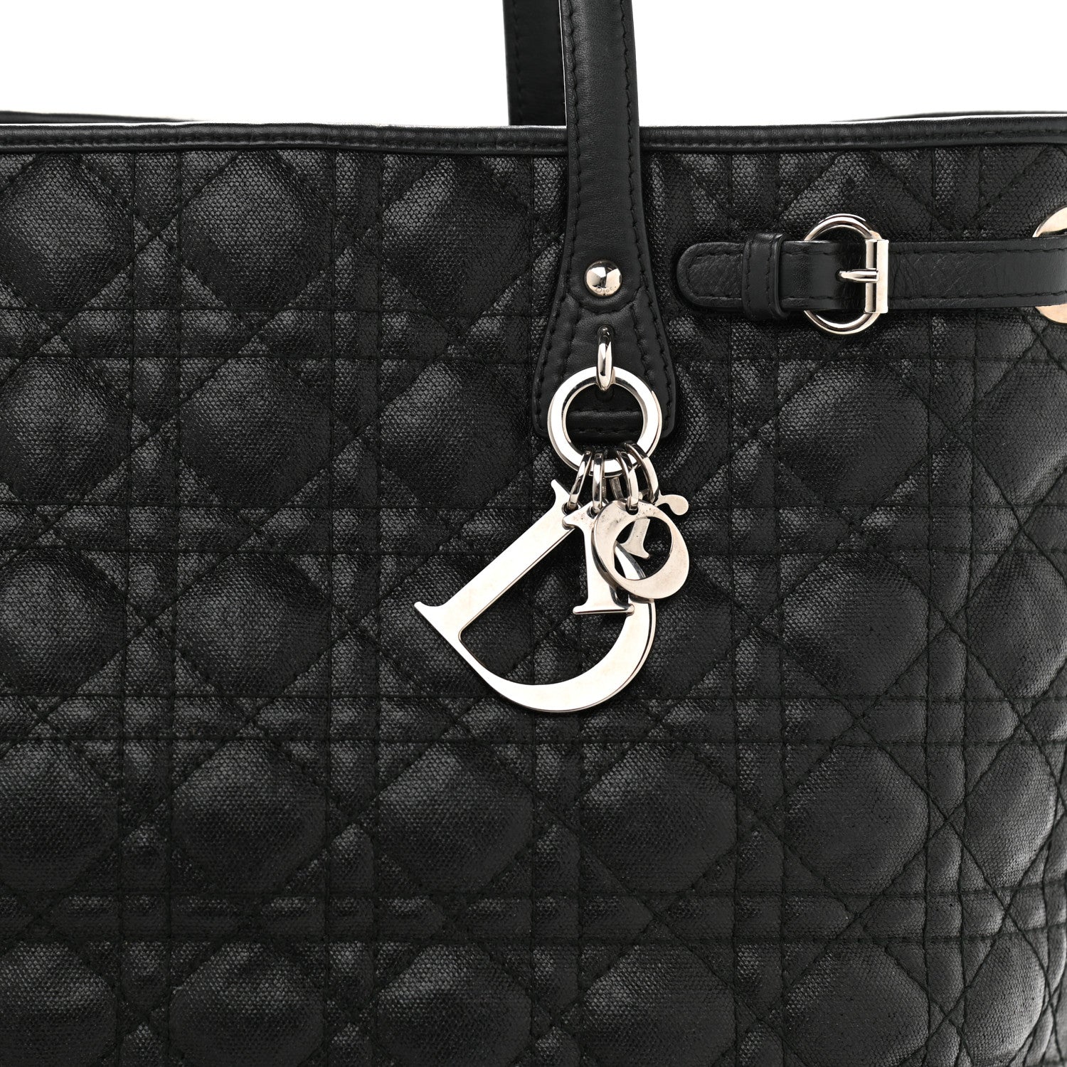 Christian Dior Coated Canvas Cannage Small Panarea Tote Black 7 of 10