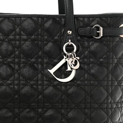 Christian Dior Coated Canvas Cannage Small Panarea Tote Black 7 of 10