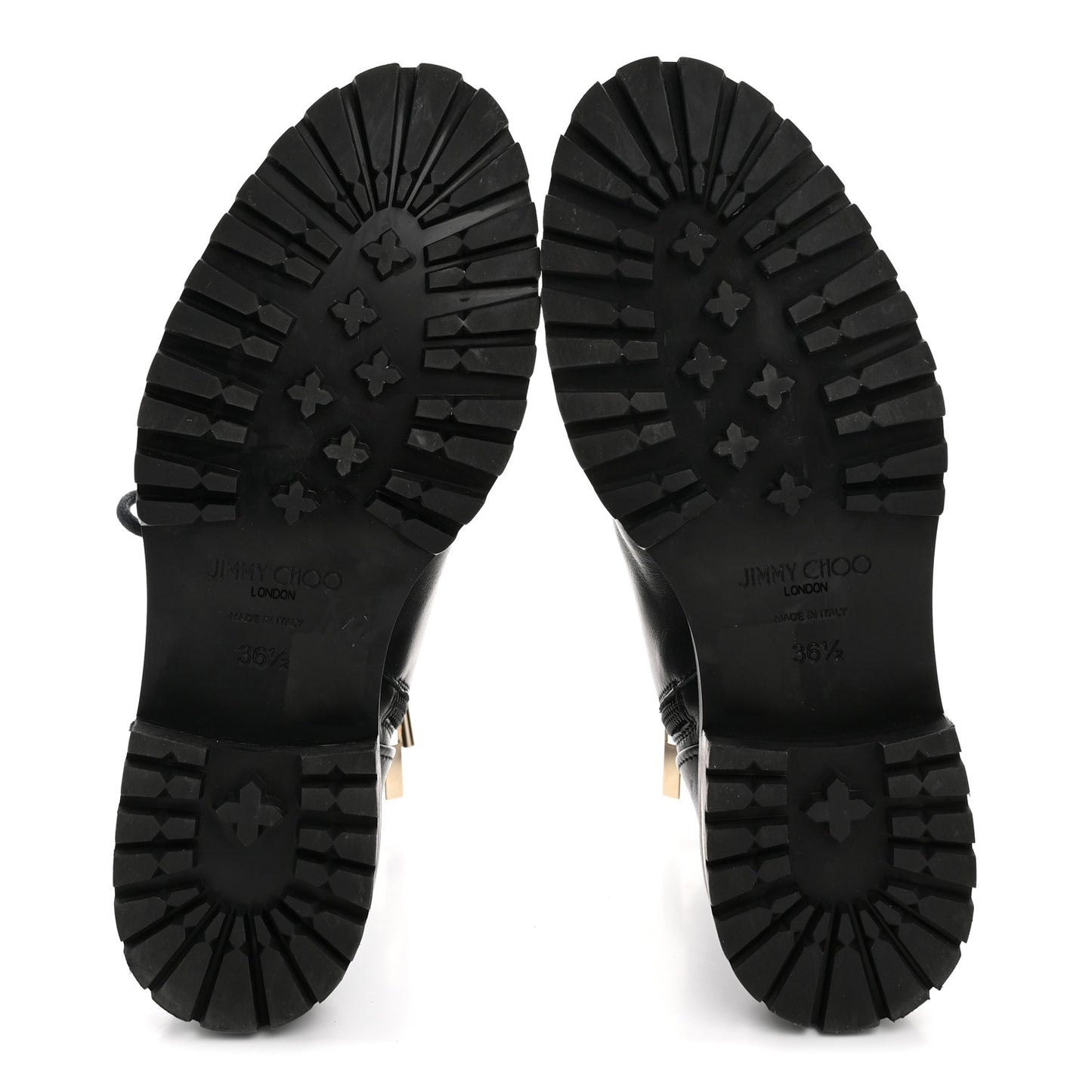 Shiny Calfskin Cayo Combat Boots 36.5 Black