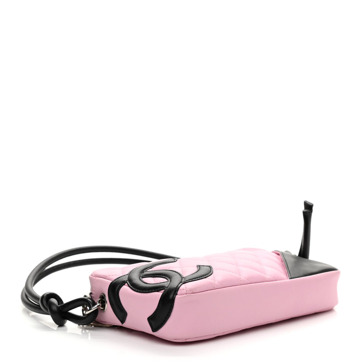 Calfskin Quilted Cambon Pochette Pink Black