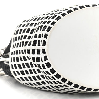 Chanel Calfskin Mesh Chain Bucket Bag Black White 9 of 17