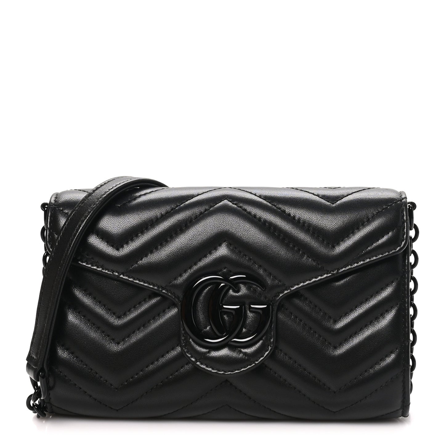 Nappa Matelasse Monochrome GG Marmont Wallet On Chain Black