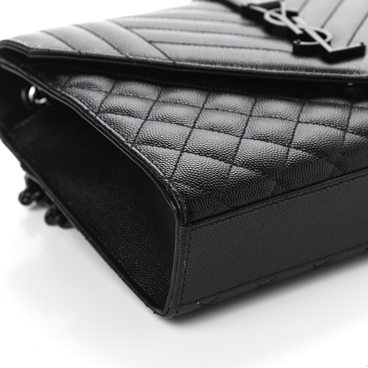 Saint Laurent Grain De Poudre Textured Mixed Matelasse Triquilt Medium Monogram Satchel Black 7 of 10