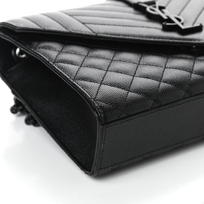 Saint Laurent Grain De Poudre Textured Mixed Matelasse Triquilt Medium Monogram Satchel Black 7 of 10